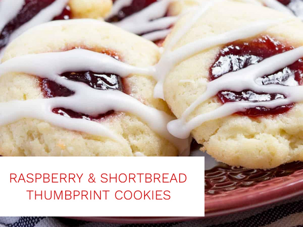 Raspberry and Shortbread Thumbprint Cookies
