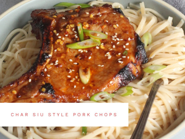 Char Siu Style Pork Chops Over Sesame Noodles